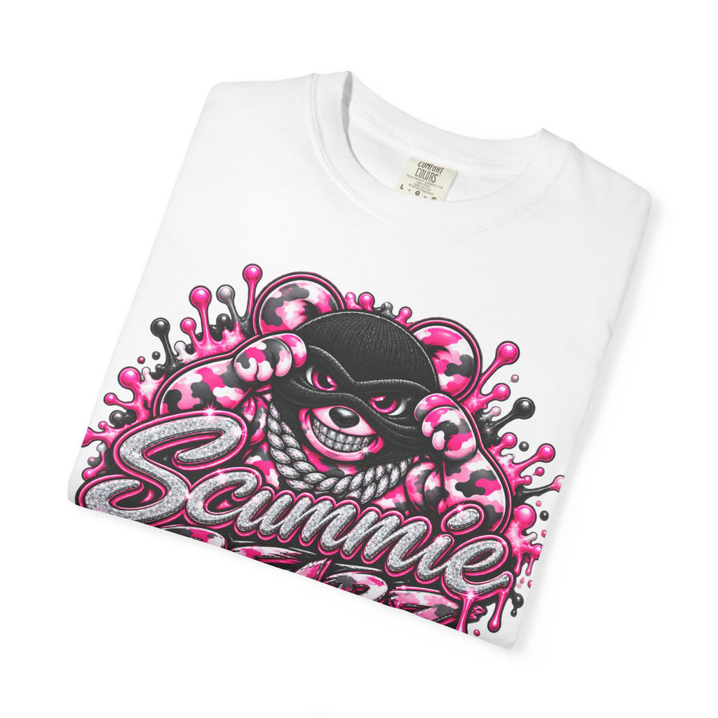 Unisex Garment-Dyed T-shirt-PINK CAMO MASK LOGO GLOCK -SCUMMIEBEARZ™
