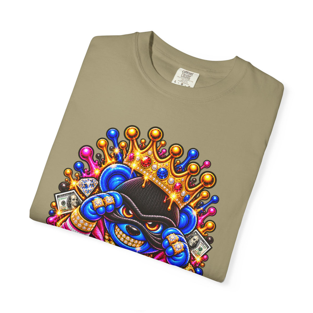 Unisex Garment-Dyed T-shirt-MULTI COLOR CROWN MASK LOGO GLOCK -SCUMMIEBEARZ™