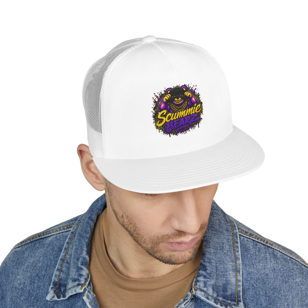 5 Panel Trucker Cap-GOLD/PURPLE MASK LOGO-SCUMMIEBEARZ™