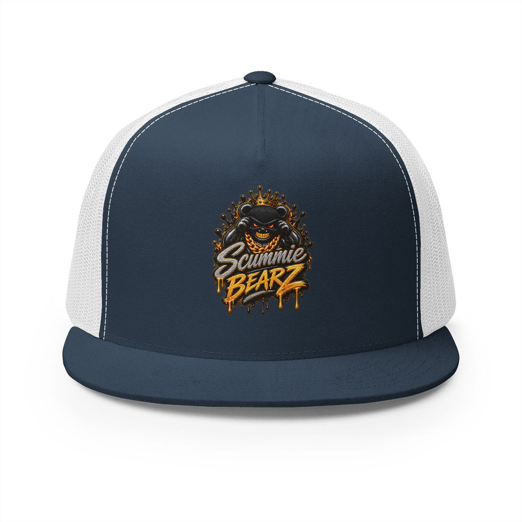 5 Panel Trucker Cap-SILVER/GOLD MASK LOGO-SCUMMIEBEARZ™