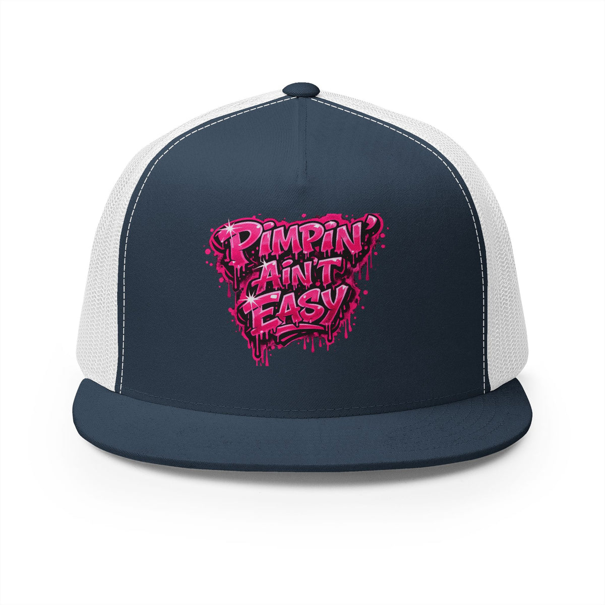 5 Panel Trucker Cap-PINK PIMPIN AINT EASY -SCUMMIEBEARZ™