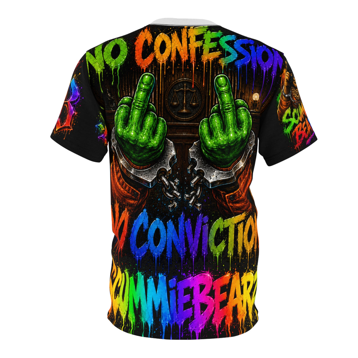 Unisex AOP Graphic T-Shirt - Court Is In Session™ No Confession No Conviction - SCUMMIEBEARZ™