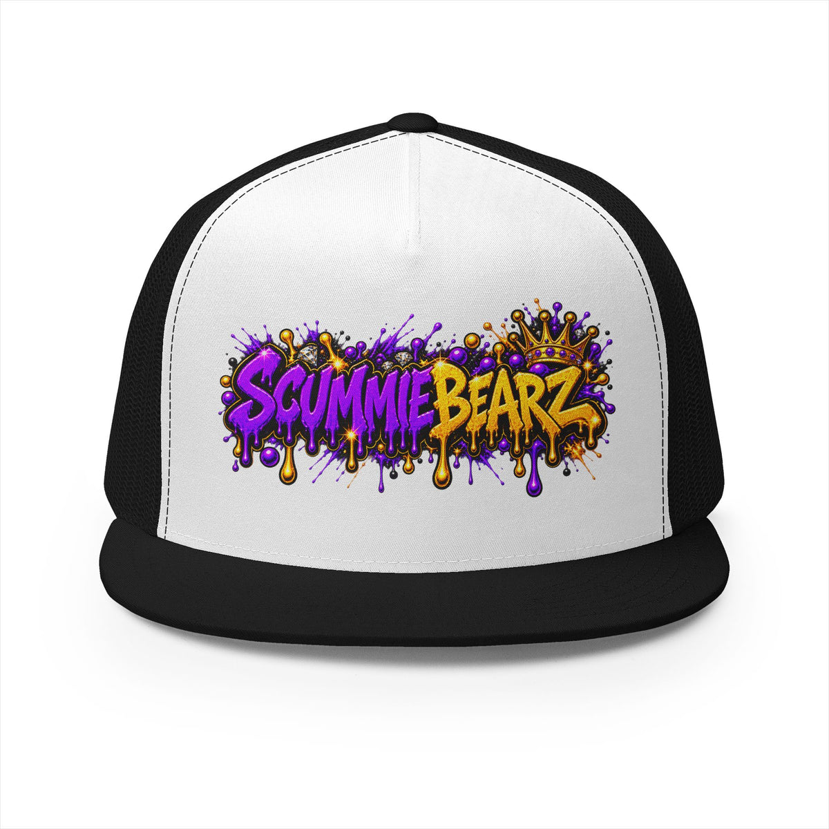 5 Panel Trucker Cap-PURPLE/GOLD SCUMMIEBEARZ LOGO-SCUMMIEBEARZ™
