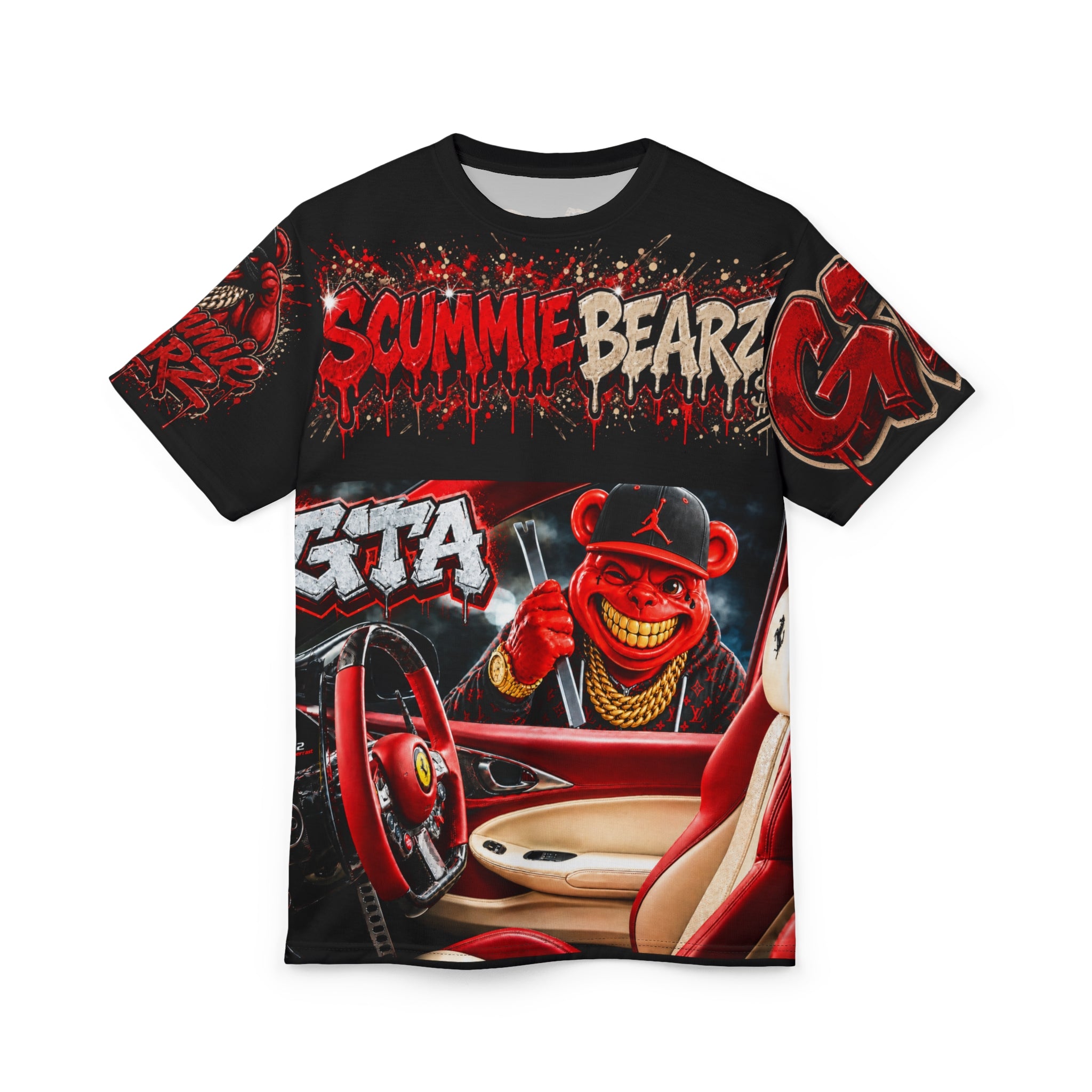 SCUMMIEBEARZ™ Found It, Floor It™ — GTA Collection Unisex Men's Streetwear AOP Tee
