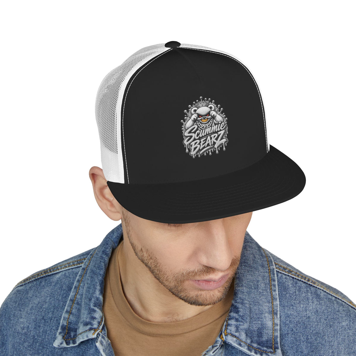 5 Panel Trucker Cap-SILVER MASK LOGO-SCUMMIEBEARZ™