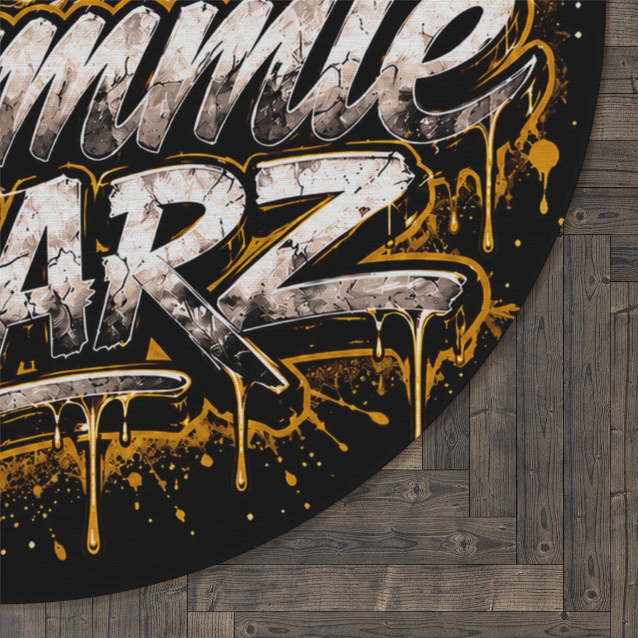 SCUMMIEBEARZ 💰Gold/White🤍Logo Round Rug