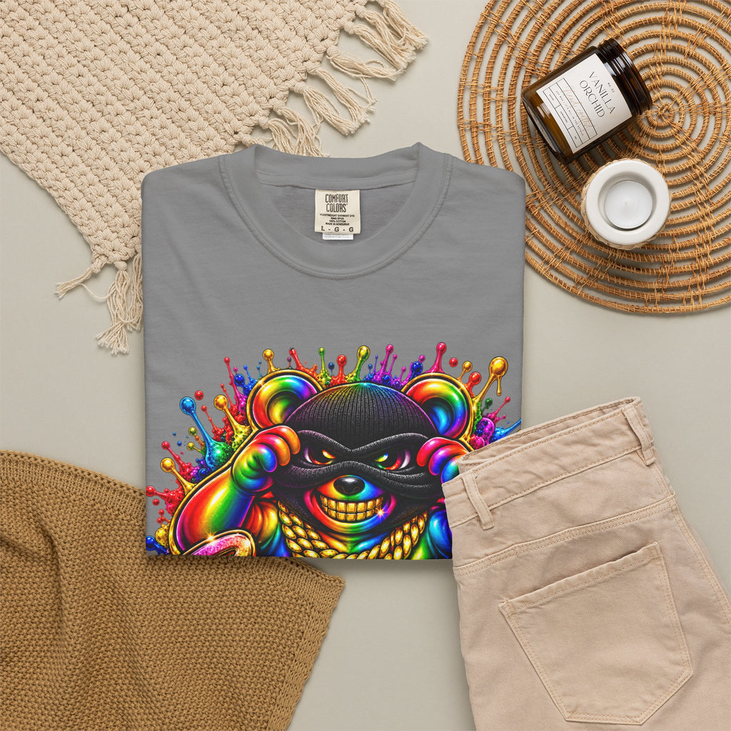Unisex Garment-Dyed T-shirt-RAINBOW MASK LOGO GLOCK SB CROWN LOGO-SCUMMIEBEARZ™