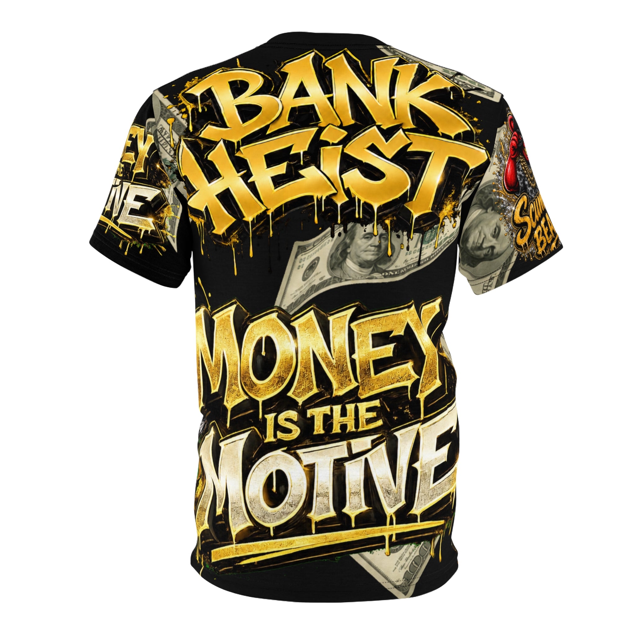 SCUMMIEBEARZ BANK HEIST – MONEY IS THE MOTIVE REMIX AOP Edition Unisex Streetwear Tee
