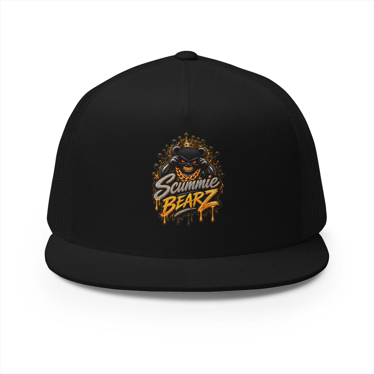 5 Panel Trucker Cap-SILVER/GOLD MASK LOGO-SCUMMIEBEARZ™