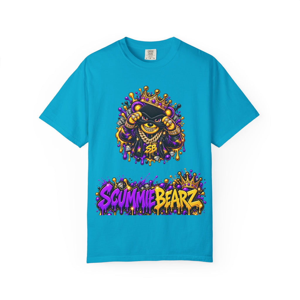 Unisex Garment-Dyed T-shirt-PURPLE&G9D CROWN MASK LOGO TRAP HOUSE MEET-SCUMMINGBEARZ™