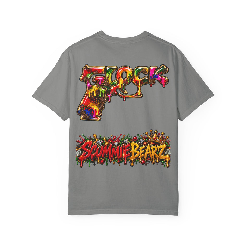 Unisex Garment-Dyed T-shirt-RED CROWN MASK LOGO MULTI COLOR GLOCK -SCUMMIEBEARZ™