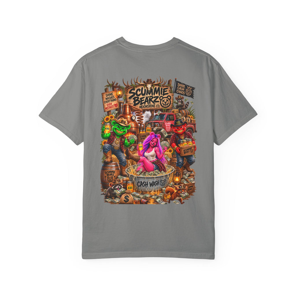 Unisex Garment-Dyed T-shirt-HILBILLYSCUMMIEBEARZ MOONSHINE/CROWN SB LOGO -SCUMMIEBEARZ™