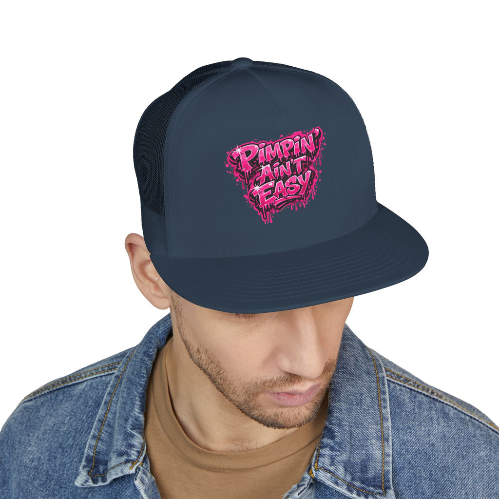 5 Panel Trucker Cap-PINK PIMPIN AINT EASY -SCUMMIEBEARZ™