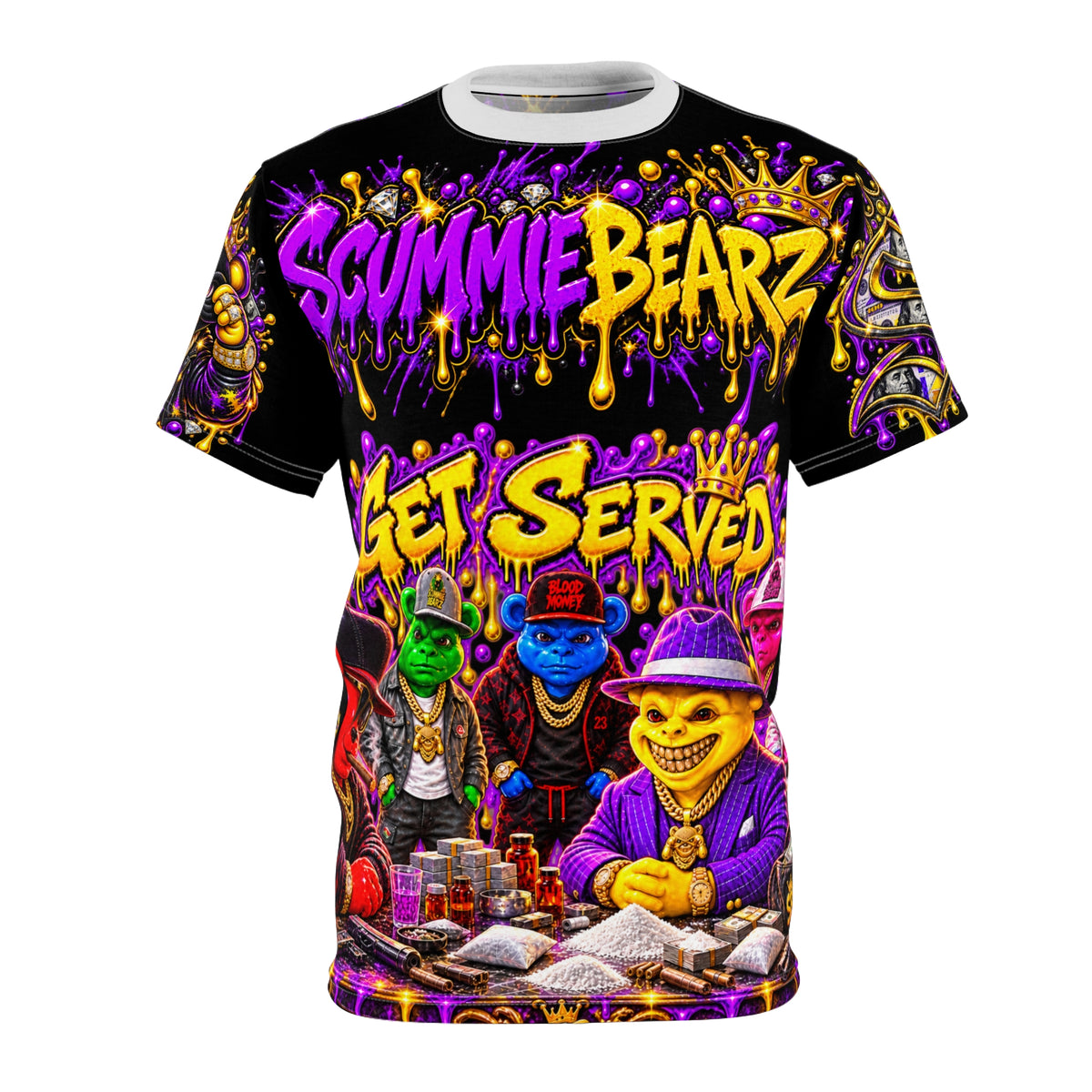 Unisex AOP Graphic T-Shirt - Get Served What You Need I Got It Remix - SCUMMIEBEARZ™