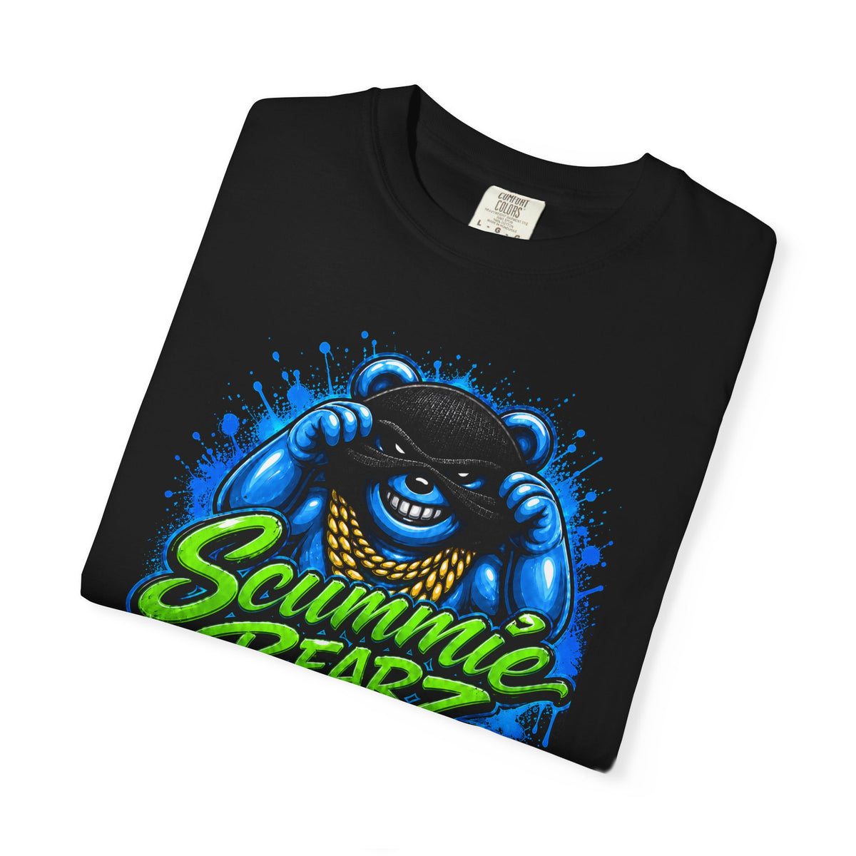 Unisex Garment-Dyed T-shirt-GREEN&BLUE MASK LOGO&LIKE STEALING CANDY FROM A BABY-SCUMMIEBEARZ™