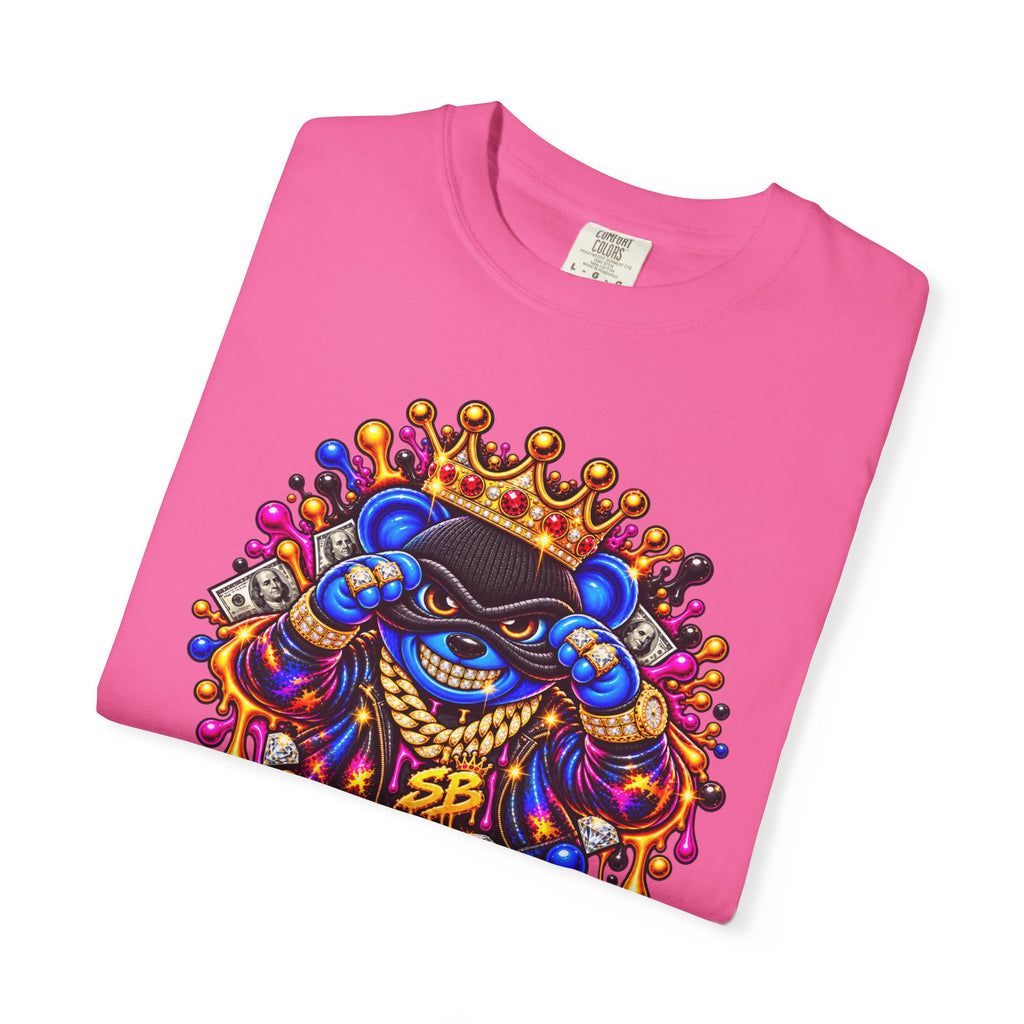 Unisex Garment-Dyed T-shirt-BLUE&PINK CROWN MASK LOGO MONEY GLOCK CROWN SB LOGO-SCUMMIEBEARZ™