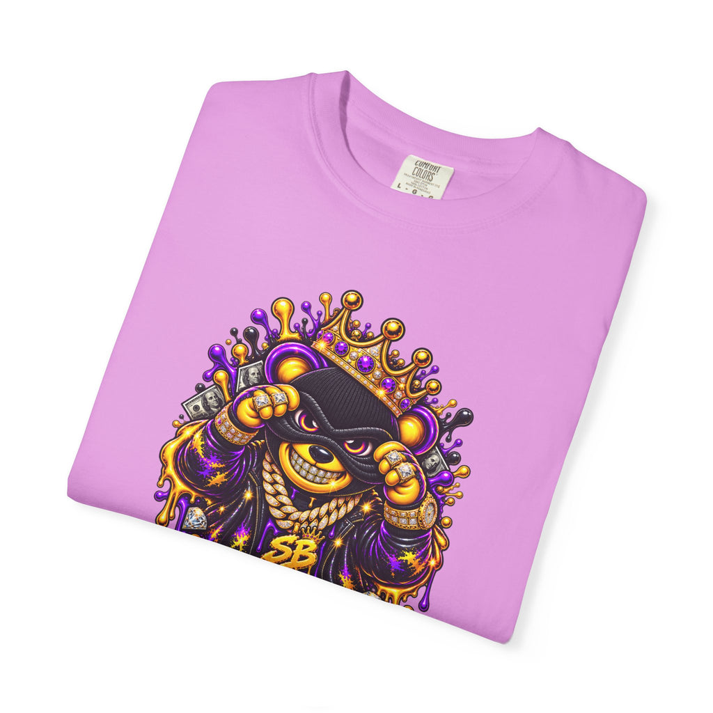 Unisex Garment-Dyed T-shirt-PURPLE&G9D CROWN MASK LOGO TRAP HOUSE MEET-SCUMMINGBEARZ™