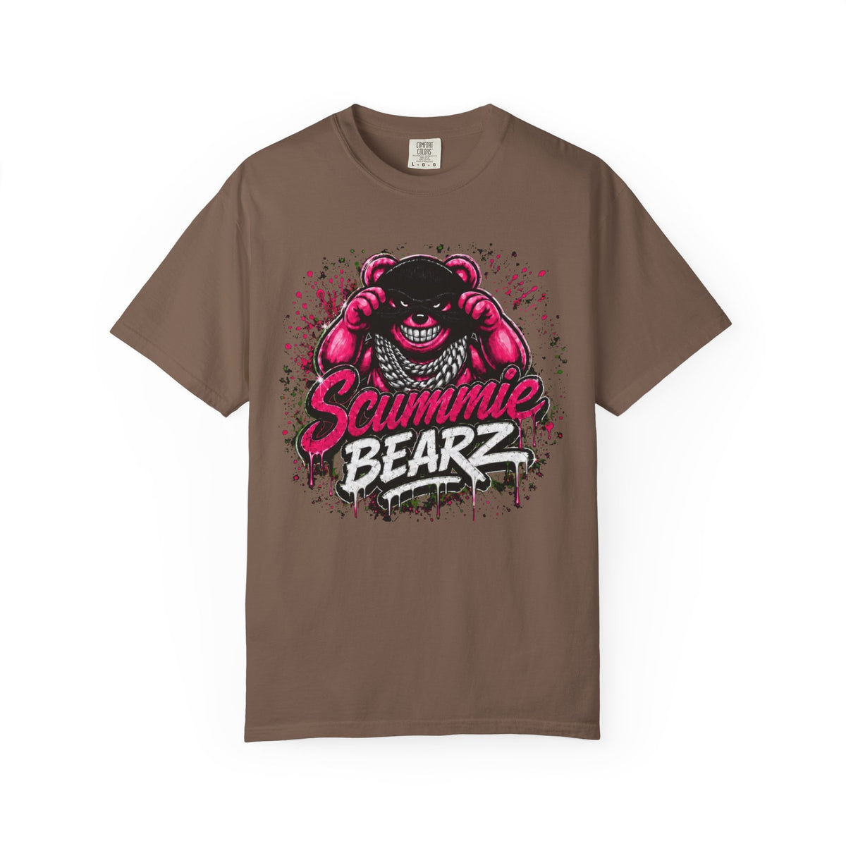 Unisex Garment-Dyed T-shirt-PINK MASK LOGO& IF YOU SLIP SHE WILL GRIP-SCUMMIEBEARZ™