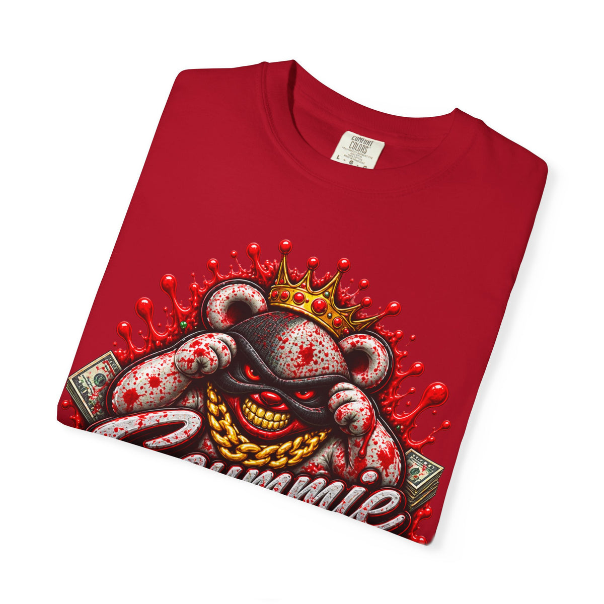 Unisex Garment-Dyed T-SHIRT-BLOOD MONEY GLOCK/SB LOGO/MASK LOGO-SCUMMIEBEARZ™