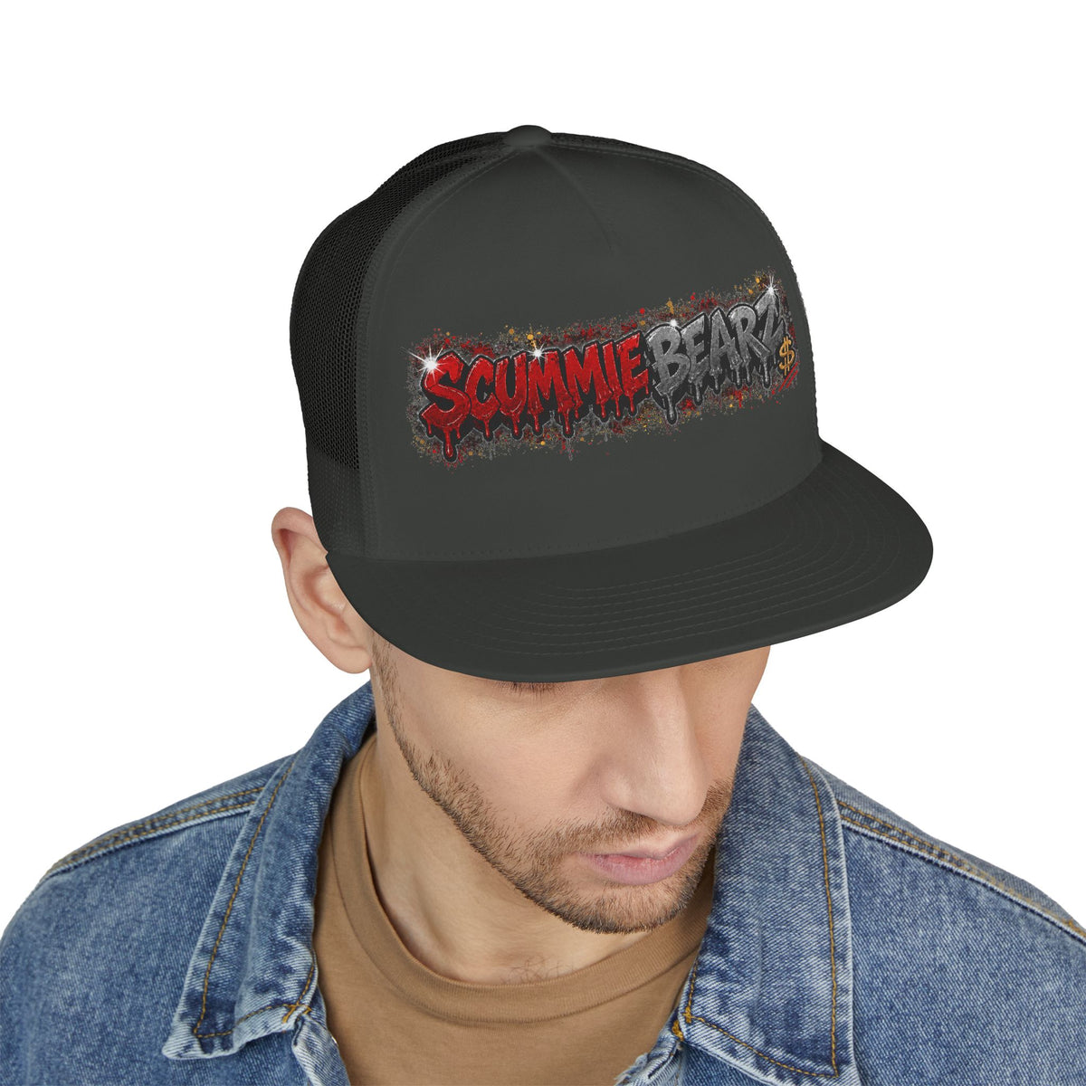 5 Panel Trucker Cap-RED/CHARCOAL SCUMMIEBEARZ LOGO-SCUMMIEBEARZ™