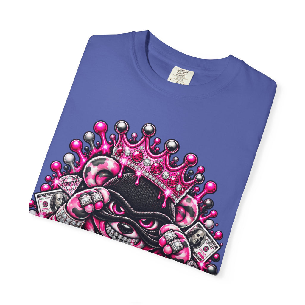 Unisex Garment-Dyed T-shirt-PINK CROWN MASK LOGO GLOCK -SCUMMIEBEARZ™