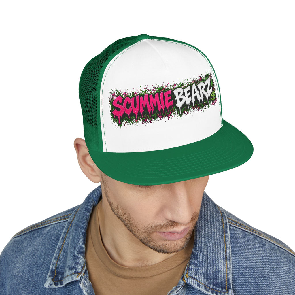 5 Panel Trucker Cap-PINK/SILVER SCUMMIEBEARZ LOGO-SCUMMIEBEARZ™