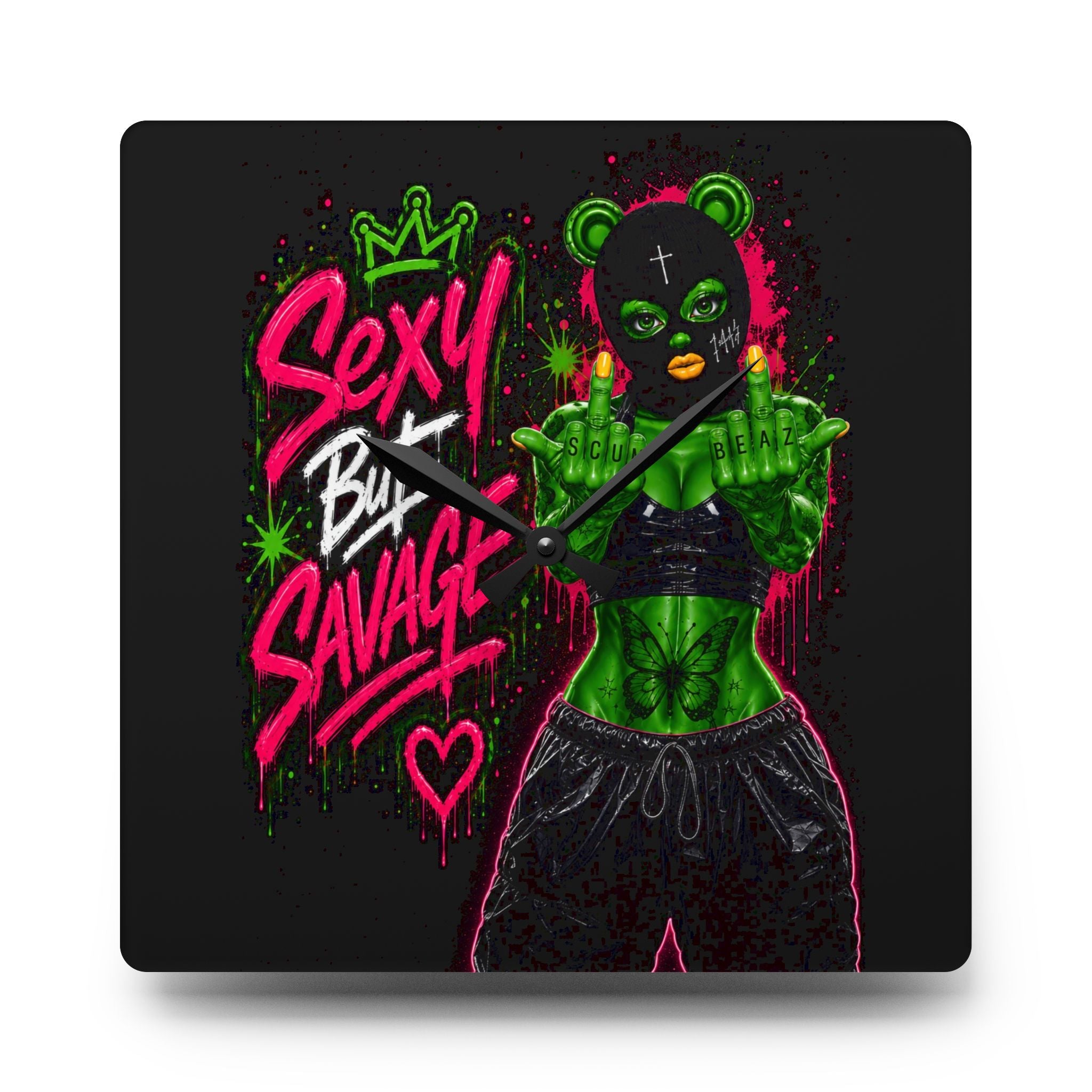 Acrylic Wall Clock-Sexy But Savage Green Remix