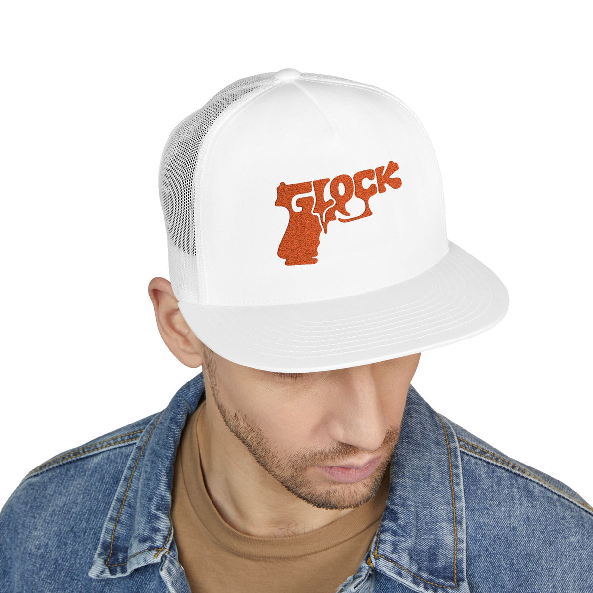 5 Panel Trucker Cap-ORANGE GLOCK LOGO-SCUMMIEBEARZ™️