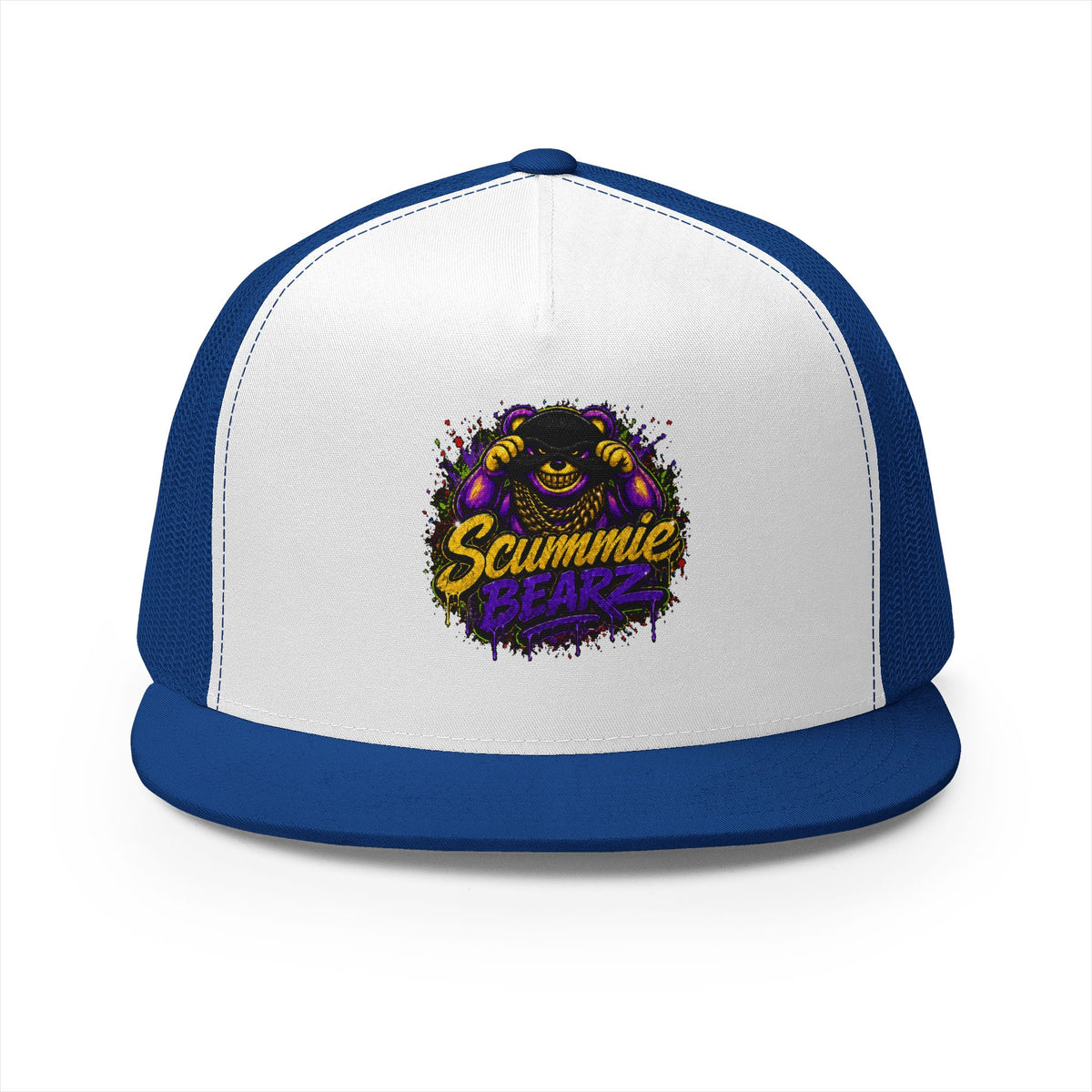 5 Panel Trucker Cap-GOLD/PURPLE MASK LOGO-SCUMMIEBEARZ™