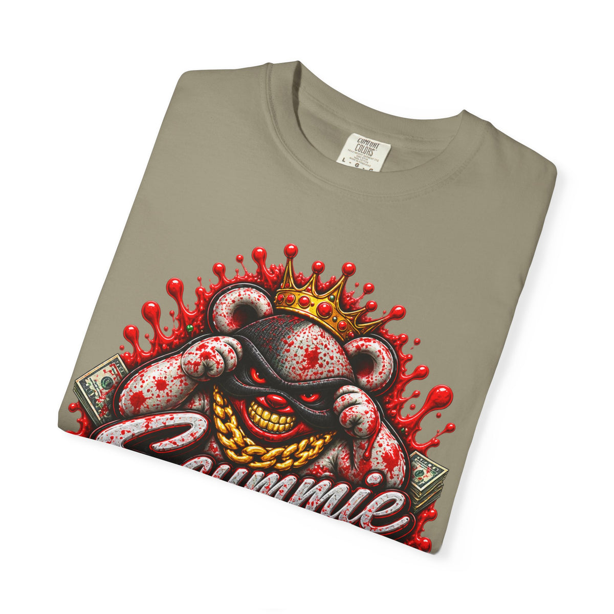 Unisex Garment-Dyed T-SHIRT-BLOOD MONEY GLOCK/MASK LOGO-SCUMMIEBEARZ™