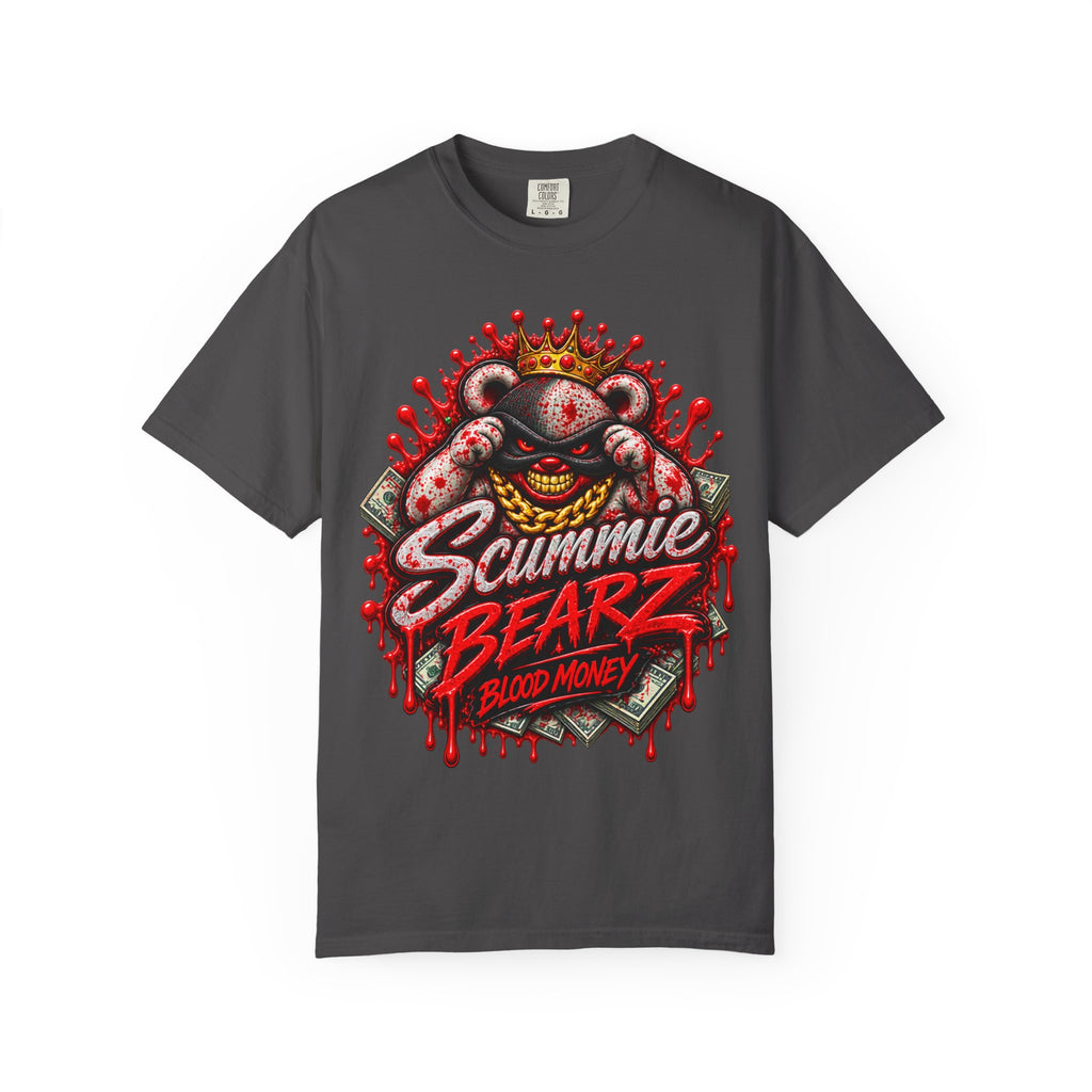 Unisex Garment-Dyed T-SHIRT-BLOOD MONEY GLOCK/MASK LOGO-SCUMMIEBEARZ™