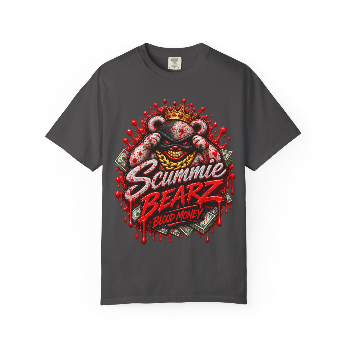Unisex Garment-Dyed T-SHIRT-BLOOD MONEY GLOCK/MASK LOGO-SCUMMIEBEARZ™