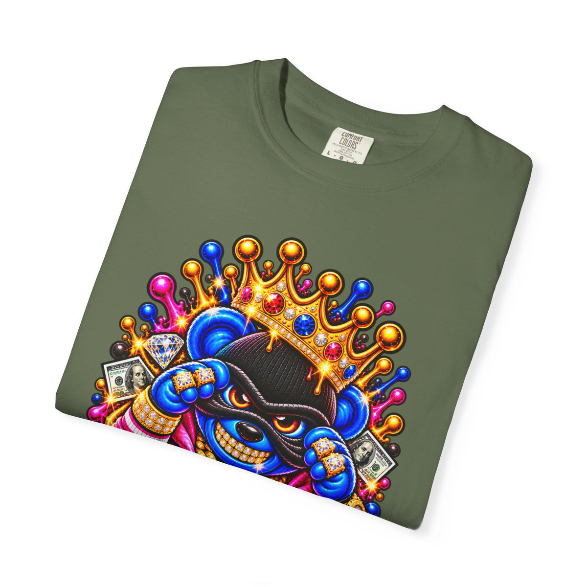 Unisex Garment-Dyed T-shirt-MULTI COLOR CROWN MASK LOGO GLOCK -SCUMMIEBEARZ™