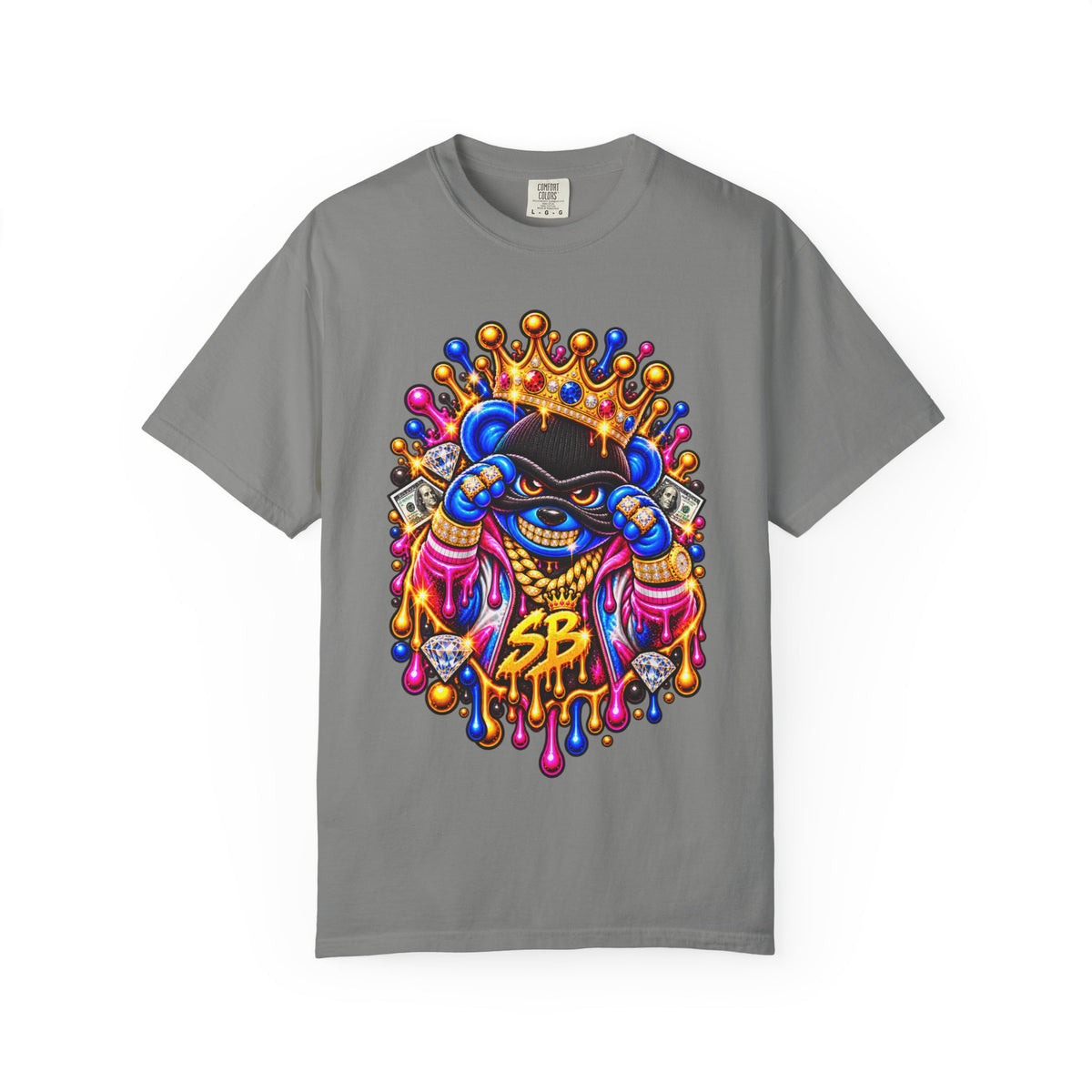 Unisex Garment-Dyed T-shirt-MULTI COLOR CROWN MASK LOGO GLOCK -SCUMMIEBEARZ™