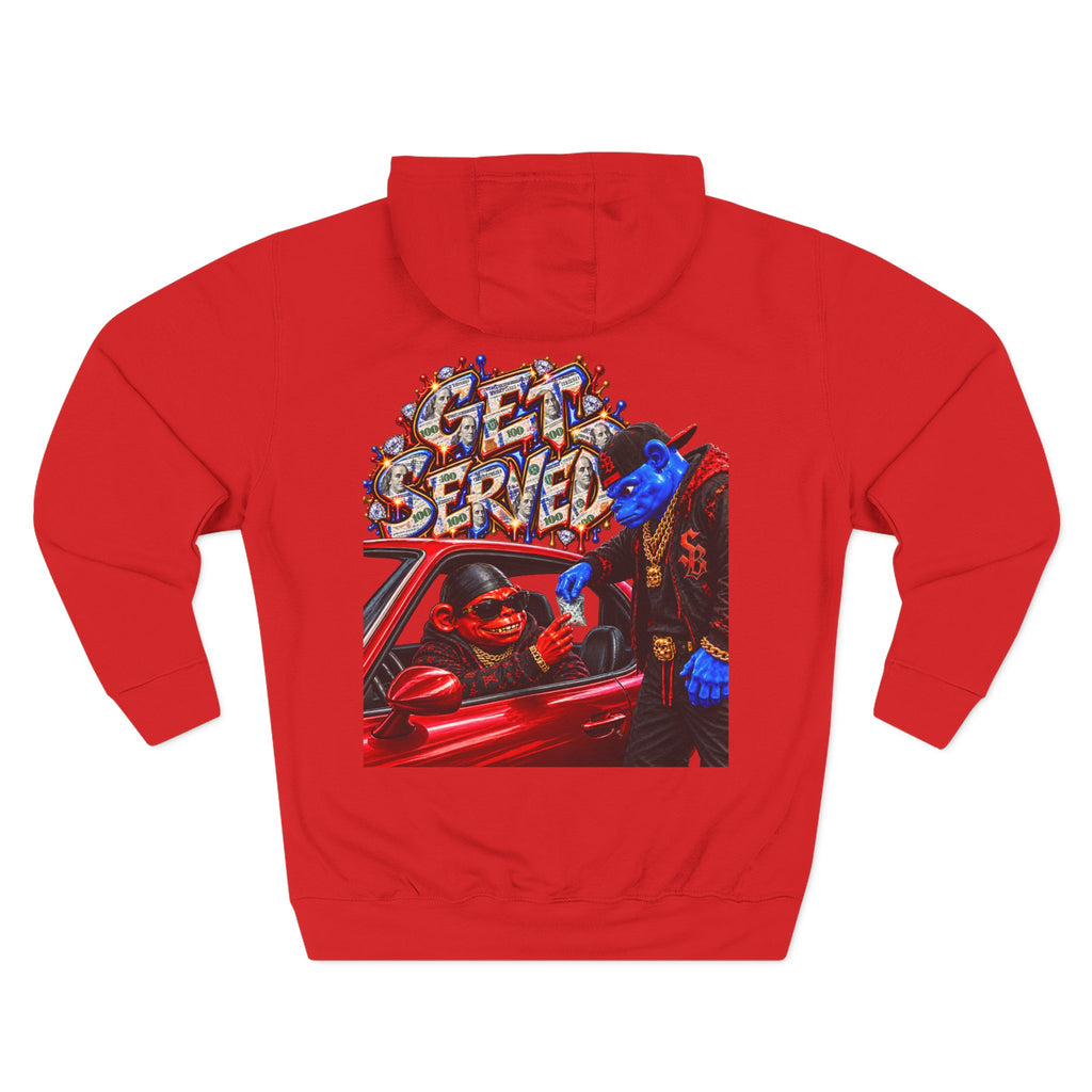 Three-Panel Fleece Hoodie-GET SERVED-SCUMMIEBEARZ™️