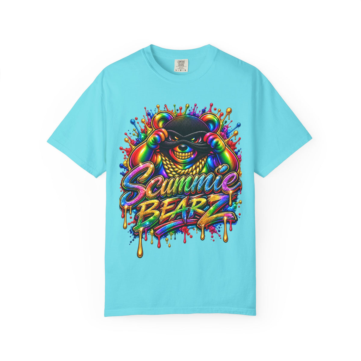 Unisex Garment-Dyed T-shirt-RAINBOW MASK LOGO GLOCK SB CROWN LOGO-SCUMMIEBEARZ™