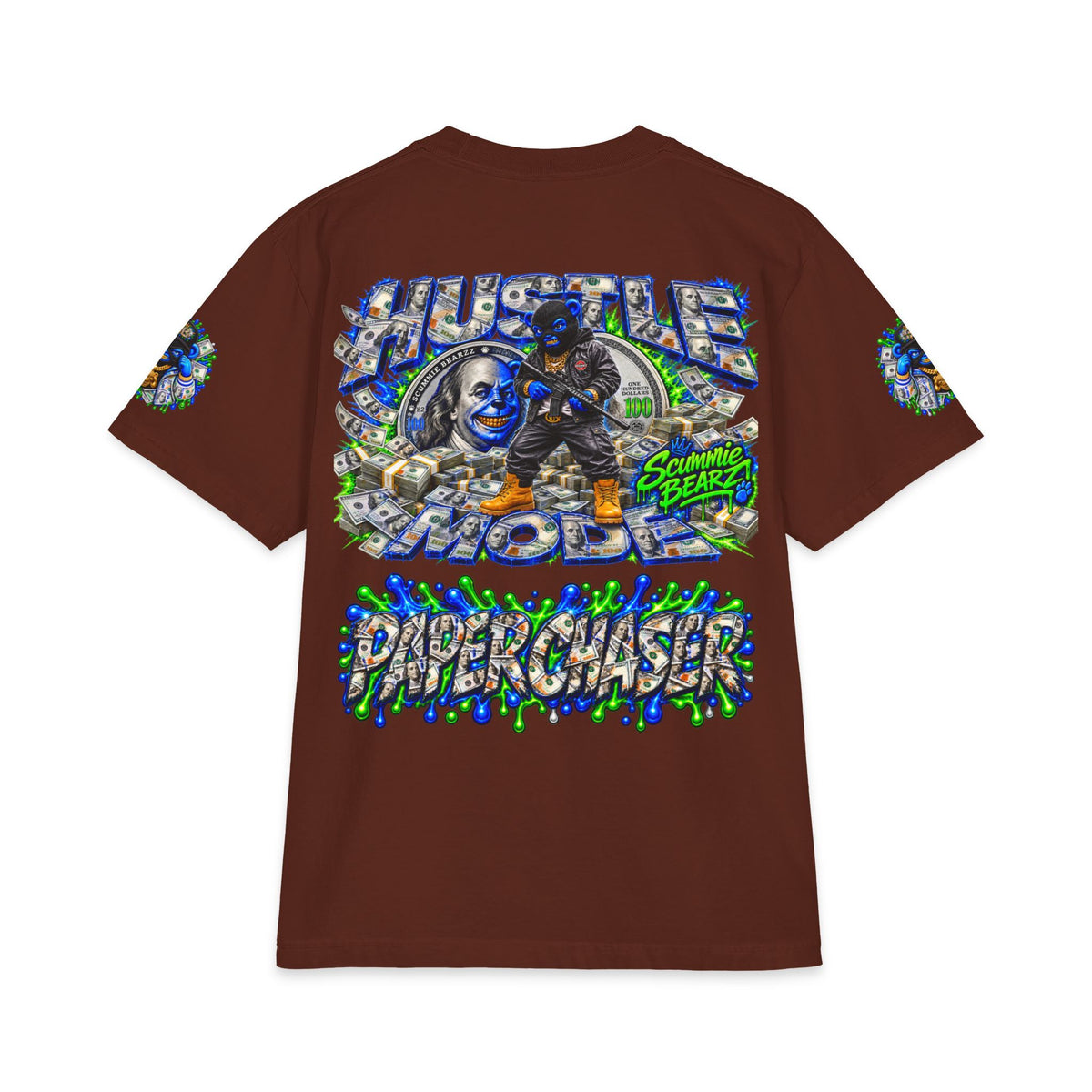 Hustle Mode, Green Remix | SCUMMIEBEARZ™ Shaka Wear Heavyweight Tee