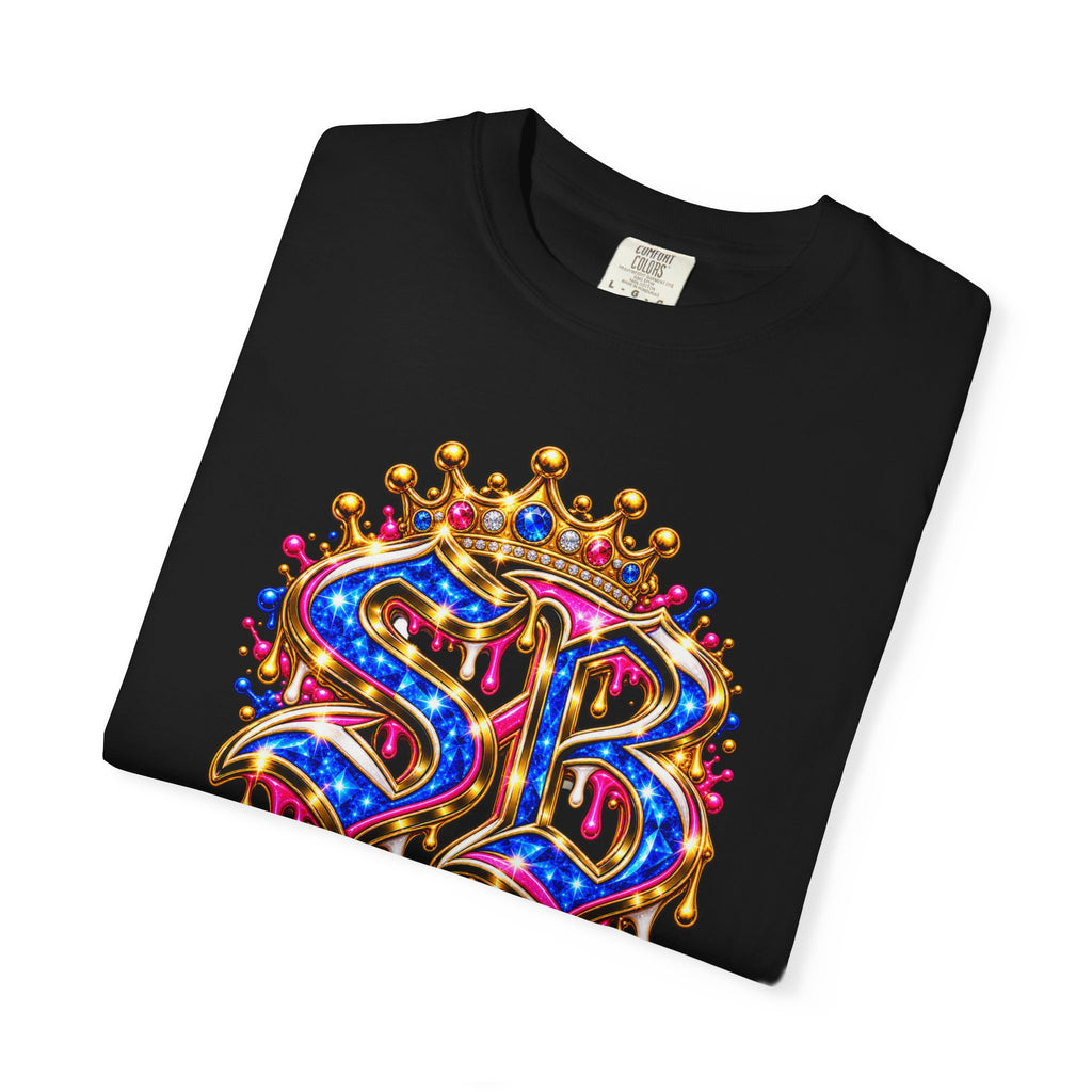 Unisex Garment-Dyed T-shirt-BLUE&PINK CROWN SB LOGO ARMED WITH FAITH-SCUMMIEBEARZ™