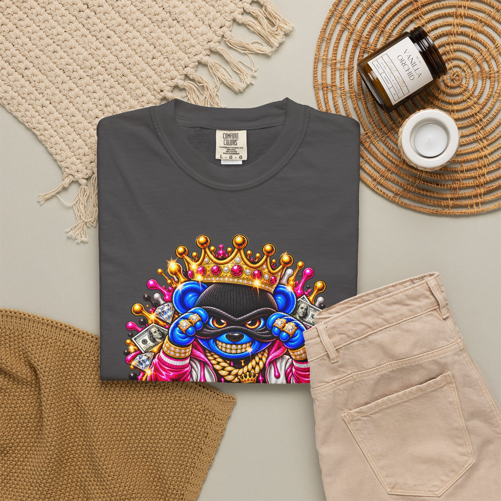 Unisex Garment-Dyed T-shirt-BLUE&PINK CROWN MASK LOGO CHOSEN BY GOD-SCUMMINGBEARZ™