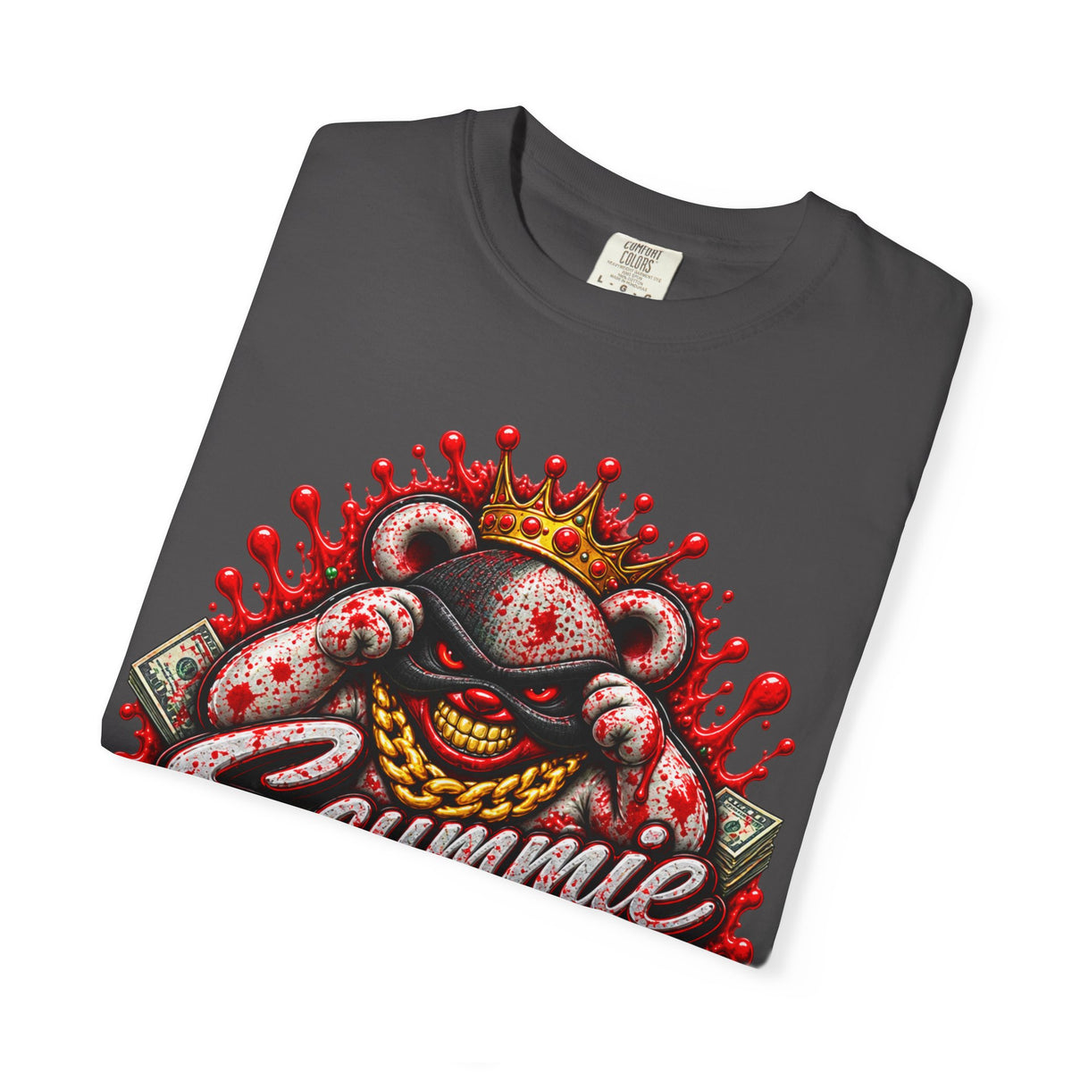 Unisex Garment-Dyed T-SHIRT-BLOOD MONEY GLOCK/MASK LOGO-SCUMMIEBEARZ™
