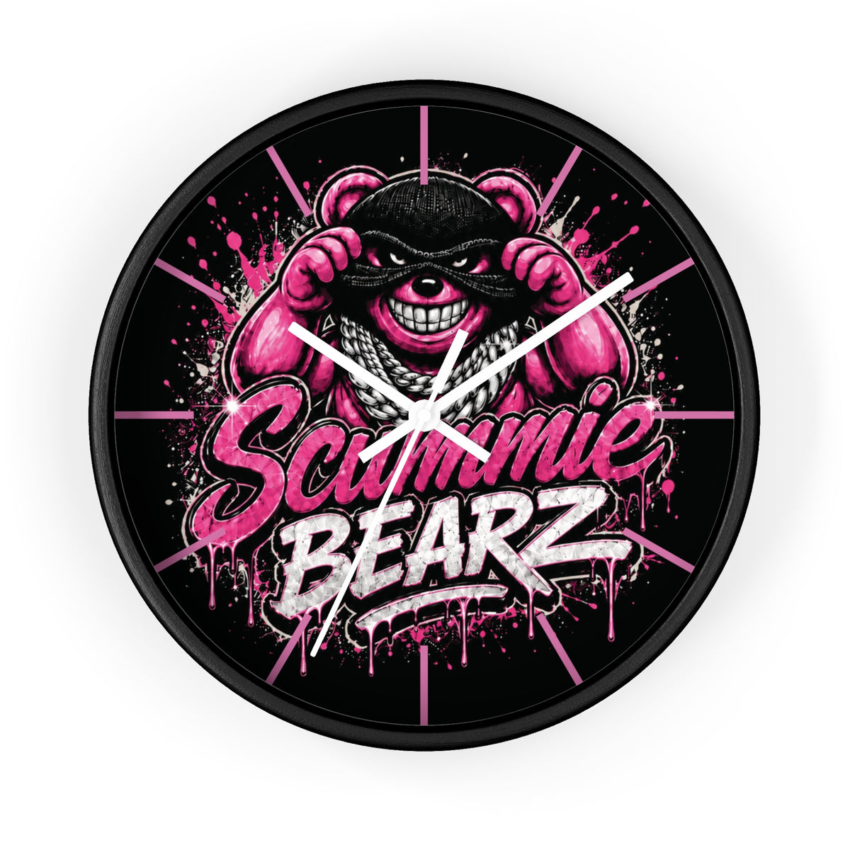 Wall Clock-PINK/SILVER MASK LOGO-SCUMMIEBEARZ™️