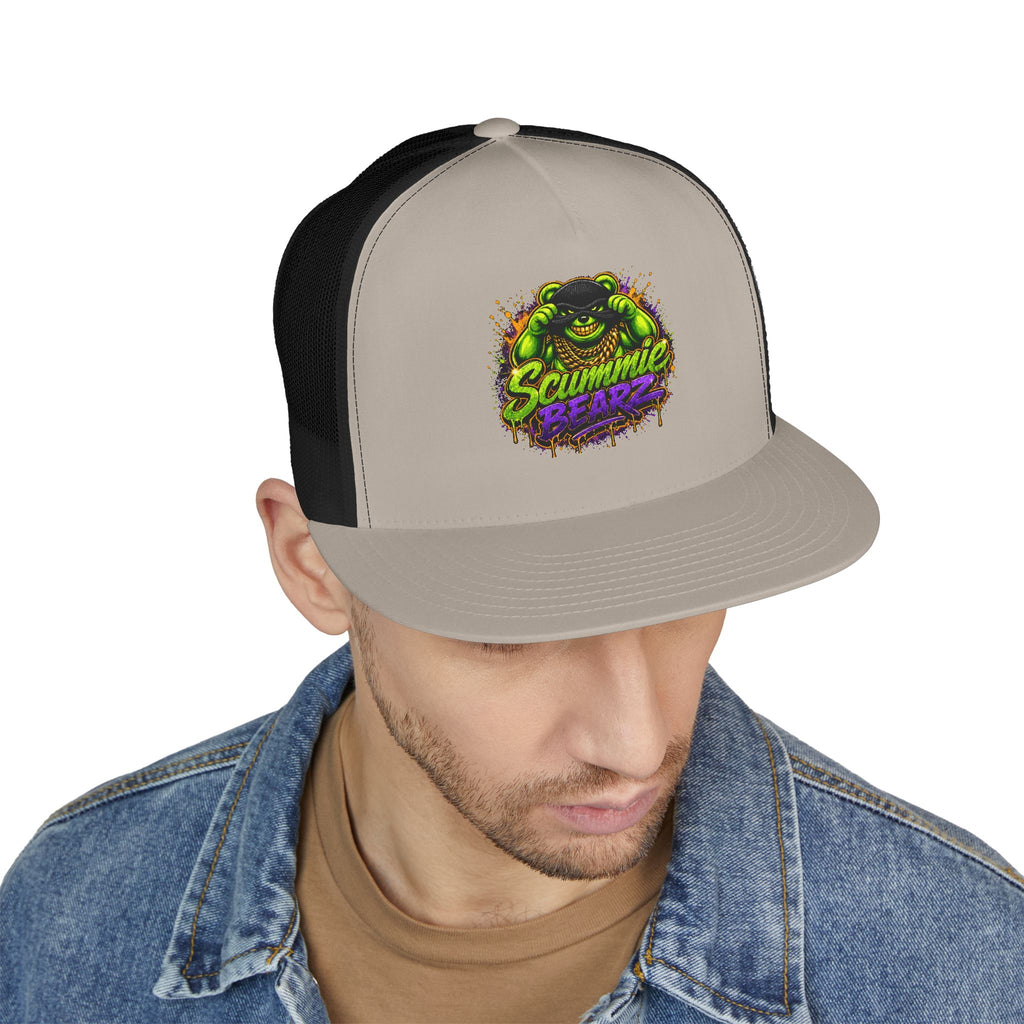 5 Panel Trucker Cap-GREEN/PURPLE MASK LOGO-SCUMMIEBEARZ™