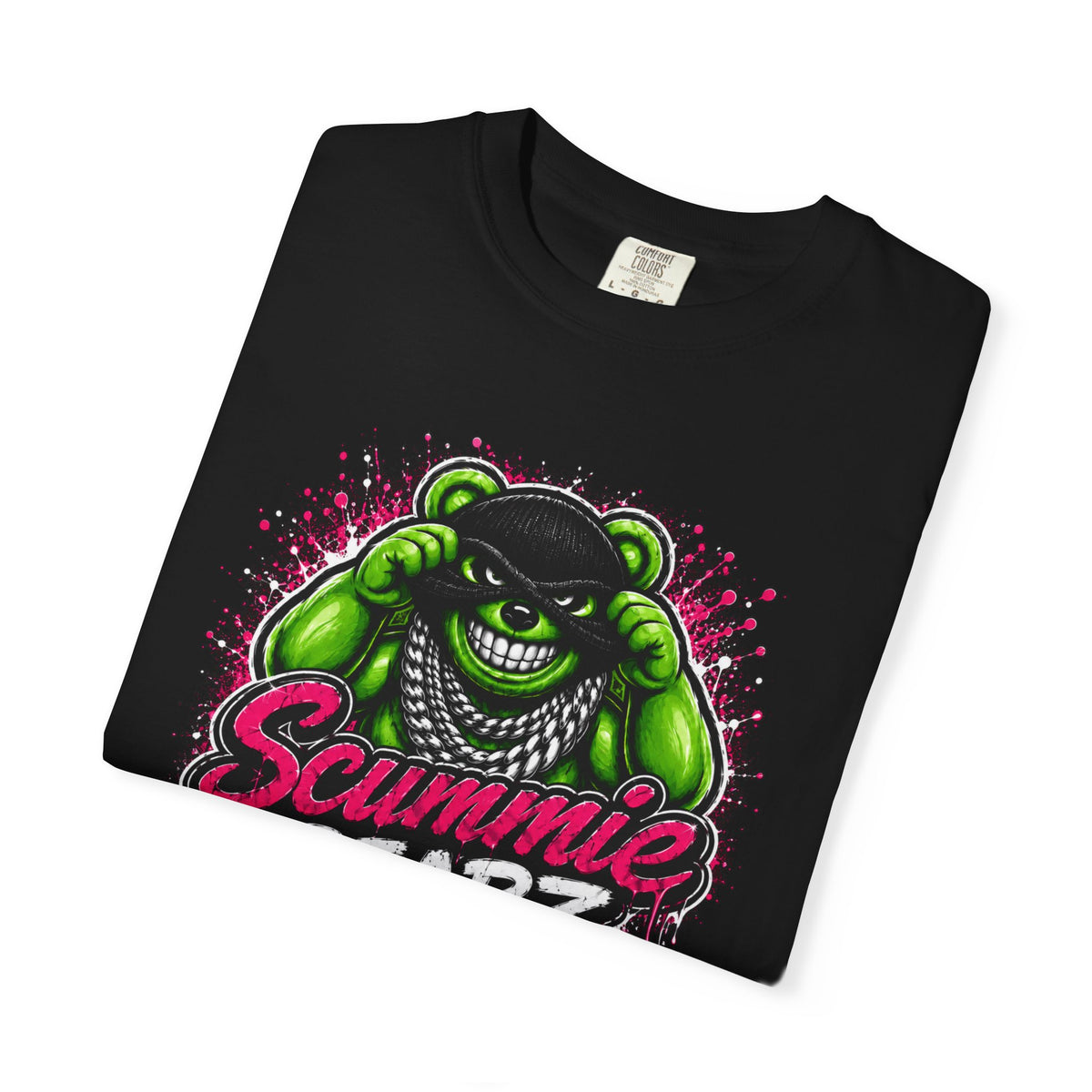 Unisex Garment-Dyed T-shirt-GREEN MASK LOGO&IF YOU SLIP SHE WILL GRIP-SCUMMIEBEARZ™