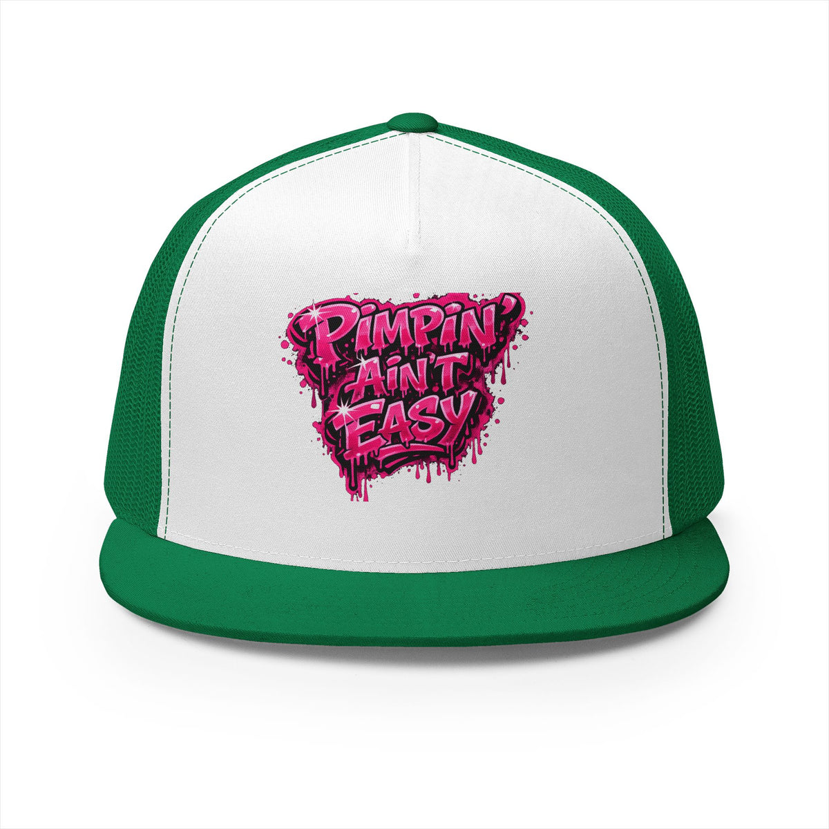 5 Panel Trucker Cap-PINK PIMPIN AINT EASY -SCUMMIEBEARZ™