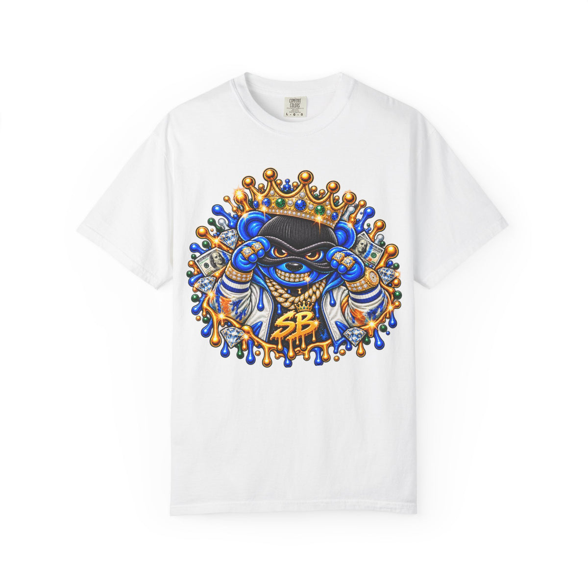 Unisex Garment-Dyed T-SHIRT-MONEY GLOCK/CROWN MASK LOGO-SCUMMIEBEARZ™