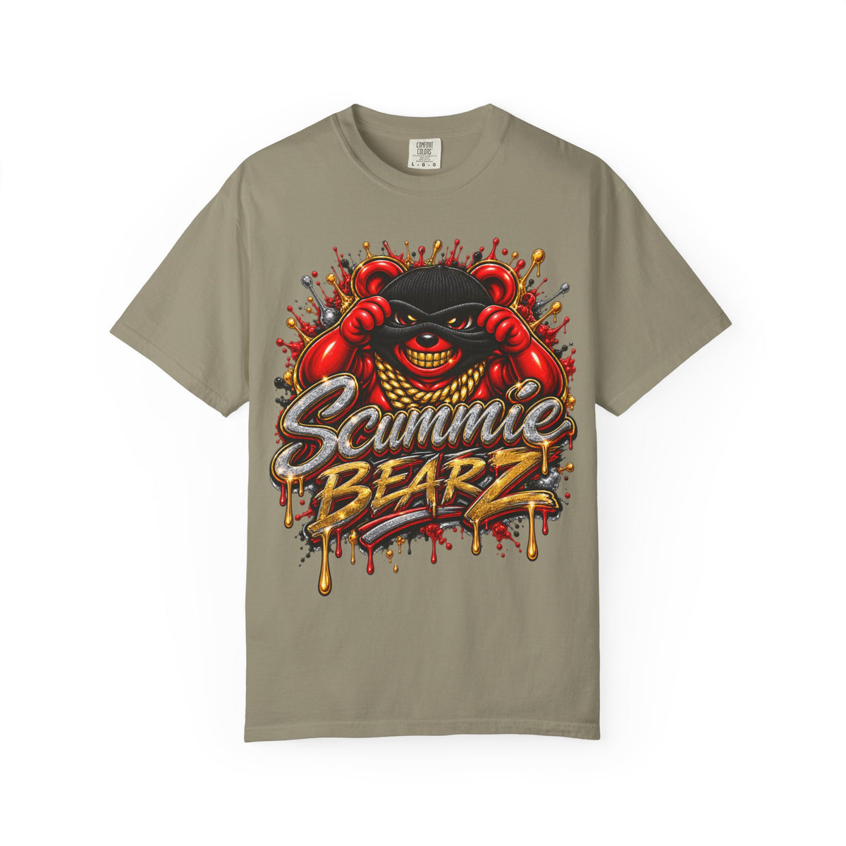 Unisex Garment-Dyed T-SHIRT- COVERED BY THE Blood/MASK LOGO-SCUMMIEBEARZ™