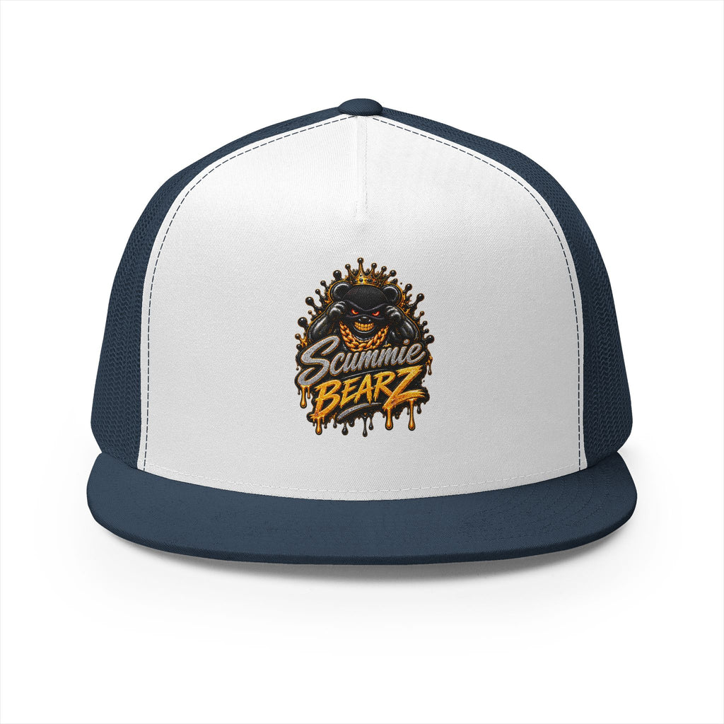 5 Panel Trucker Cap-SILVER/GOLD MASK LOGO-SCUMMIEBEARZ™