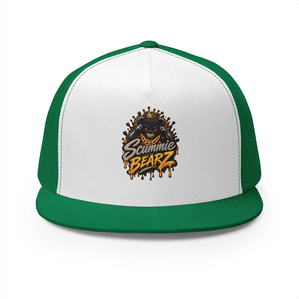 5 Panel Trucker Cap-SILVER/GOLD MASK LOGO-SCUMMIEBEARZ™