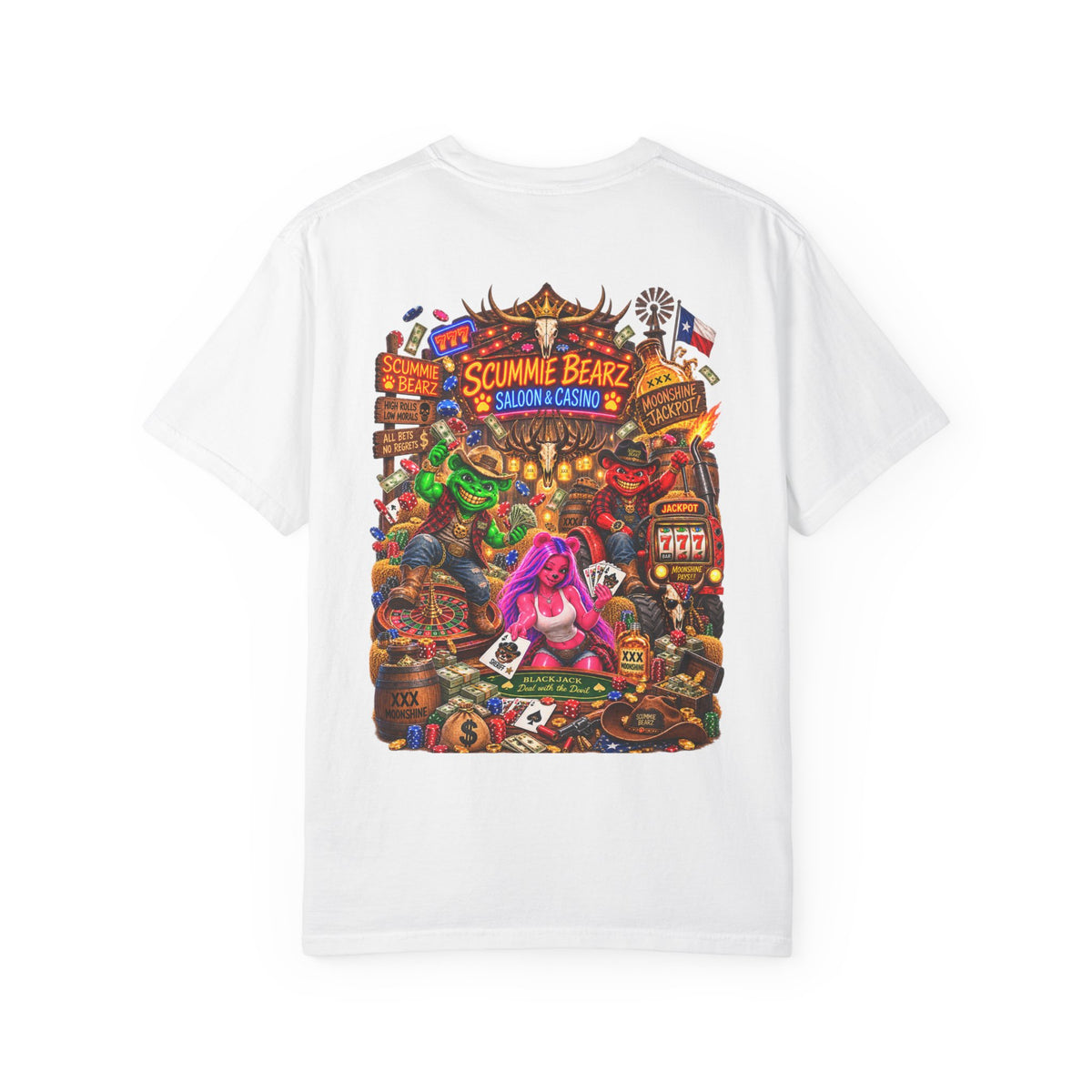 Unisex Garment-Dyed T-shirt-HILLBILLY CROWN SB LOGO HILLBILLY CASINO -SCUMMIEBEARZ™