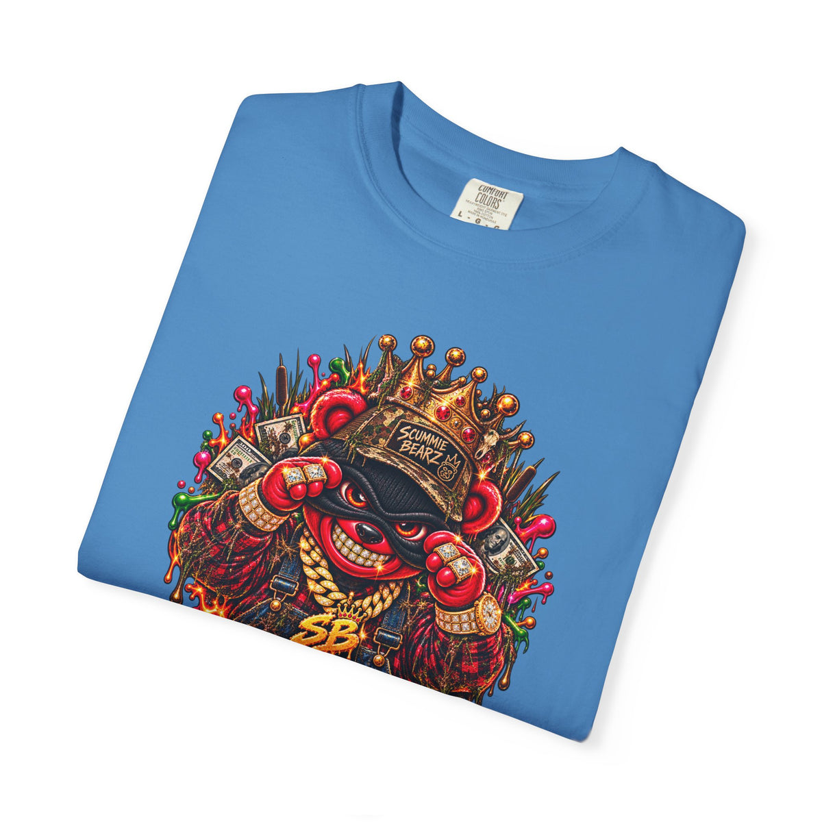 Unisex Garment-Dyed T-shirt-RED CROWN MASK LOGO BAIL BONDS-SCUMMINGBEARZ™